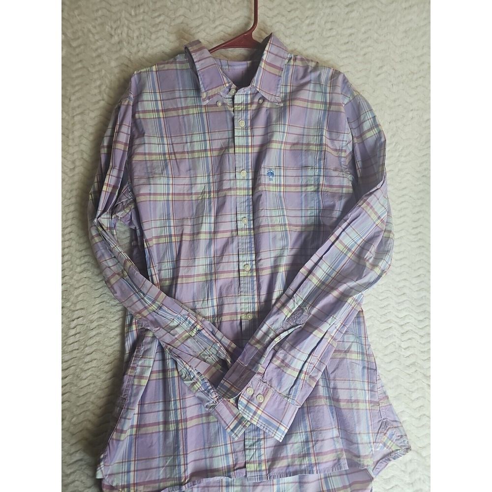 NEW Brooks Brothers Shirt Mens XXL Purple Plaid Red Fleece RF Logo